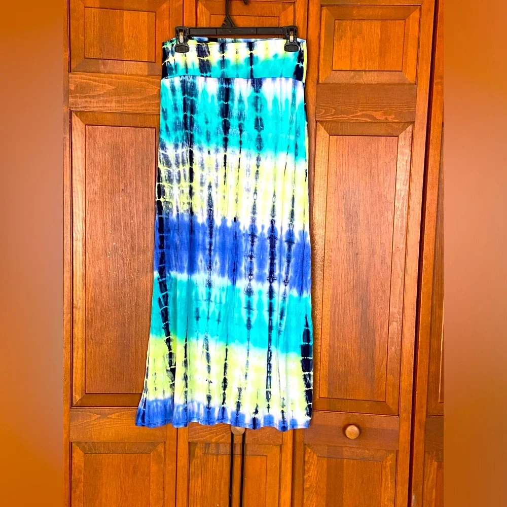 BCX Multicolor Tie-Dye Boho Maxi Skirt